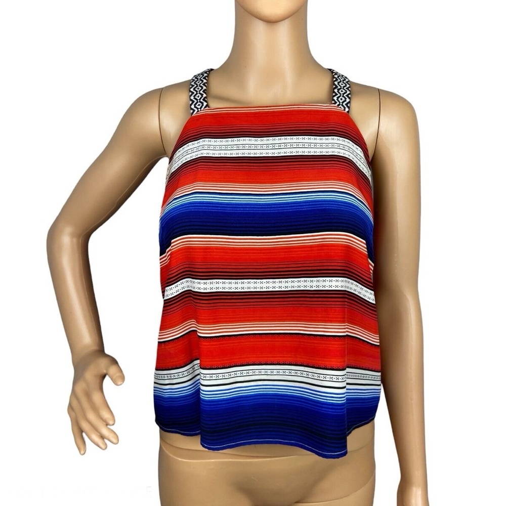 Parker Silk Aztec Tank Top with Embroidered Straps